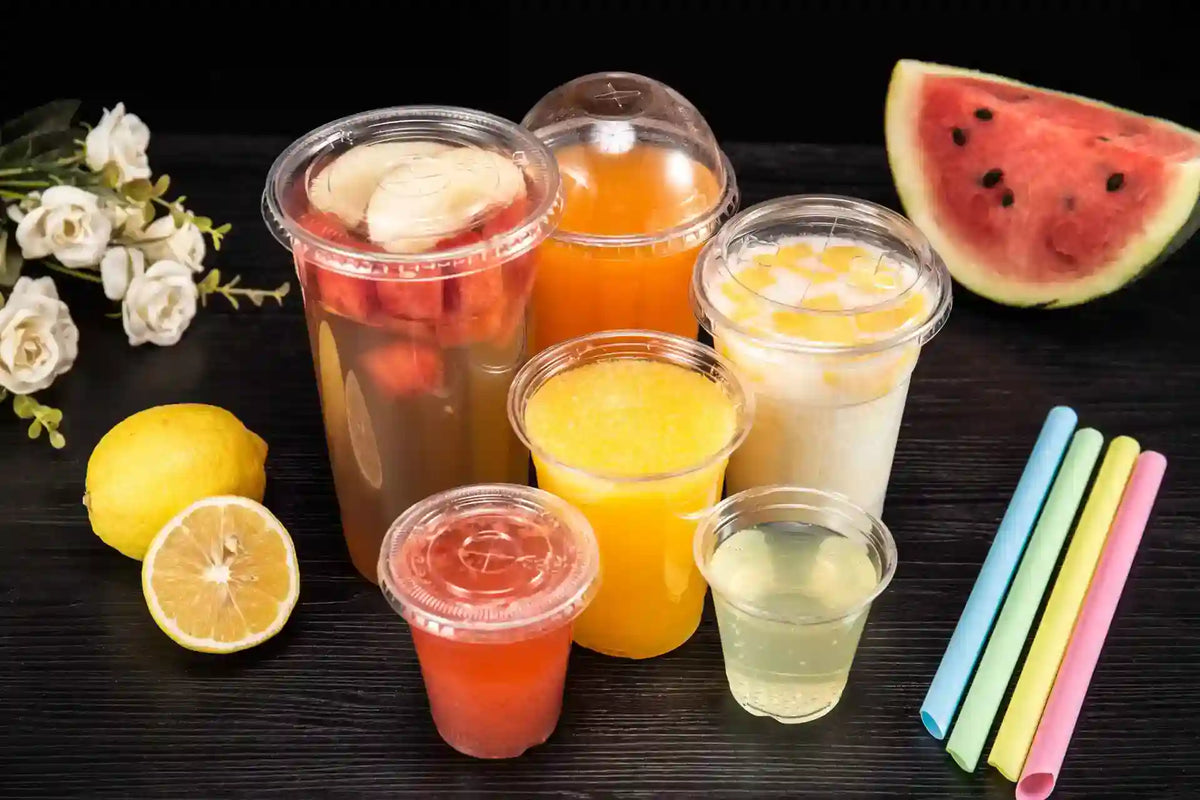 Transparent PET plastic cup with logo