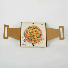 Custom-made pizza boxes with handles