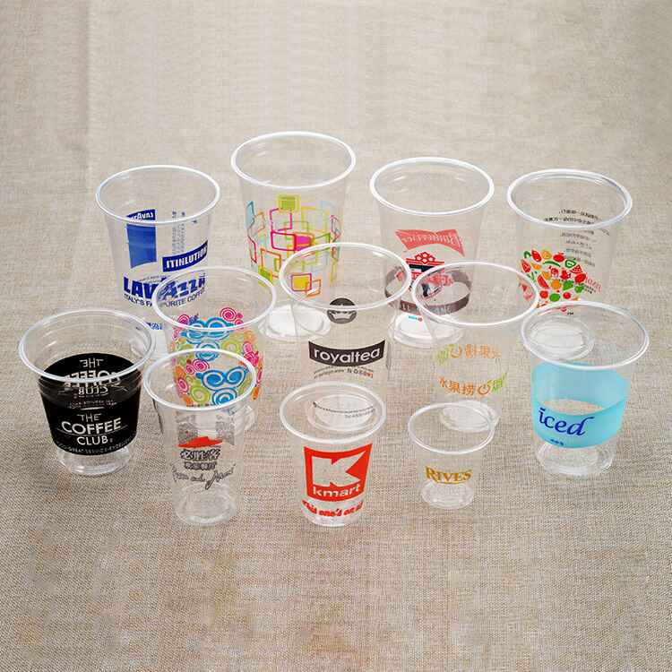 Transparent PET plastic cup with logo